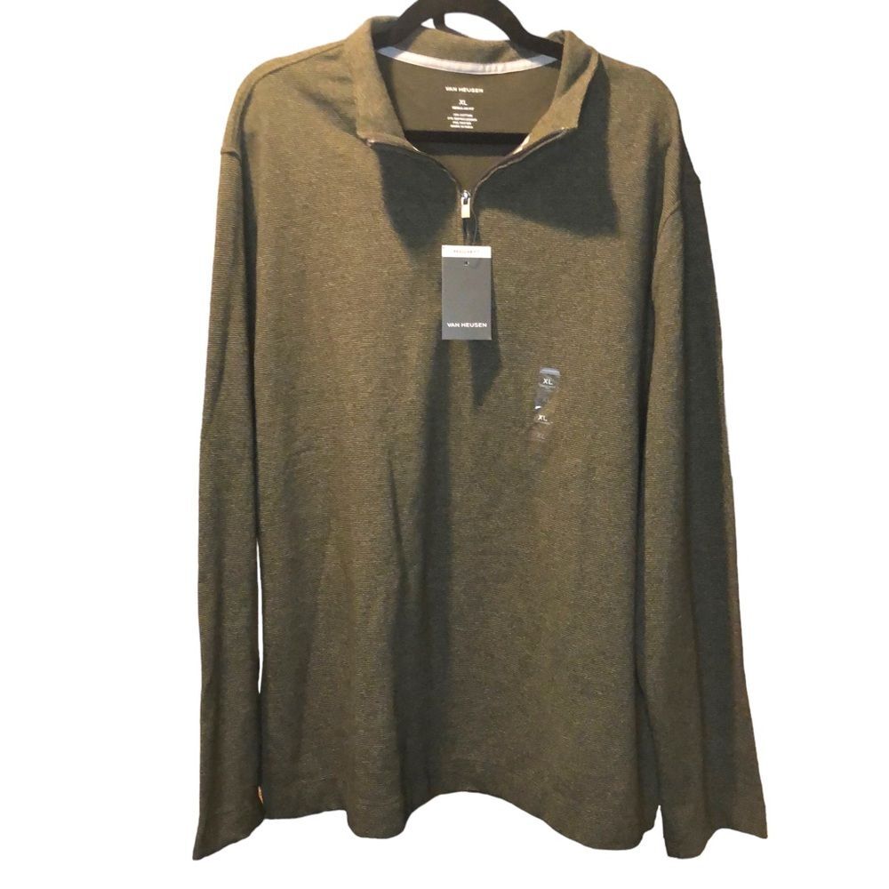 New with Tags Van Heusen Men’s Enstl Ottoman 1/4 Zip in Green Rosin XL